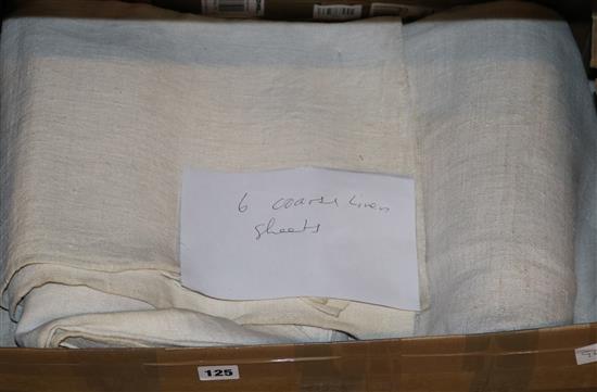 6 French Provincial coarse linen sheets